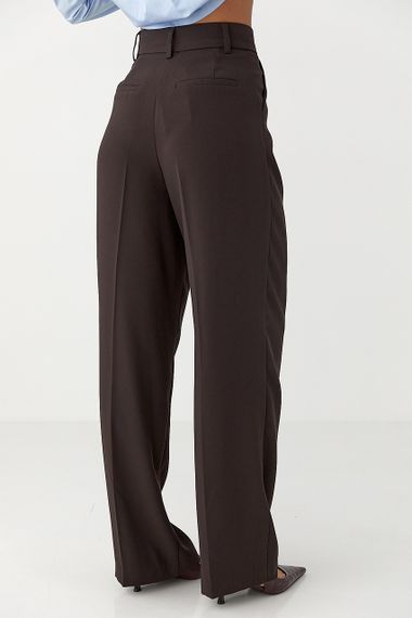Класичні жіночі штани-палаццо зі складками - коричневий цвет, 38р (є розміри) | Зображення 1