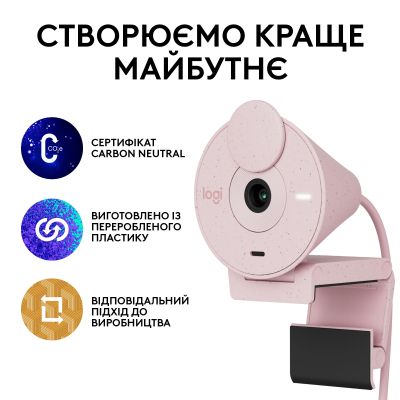 Веб-камера Logitech Brio 300 FHD Rose (960-001448) | Зображення 7