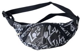 Сумка поясна бананка 4Profi з принтом "Чорно-білі букви" з двома відділеннями