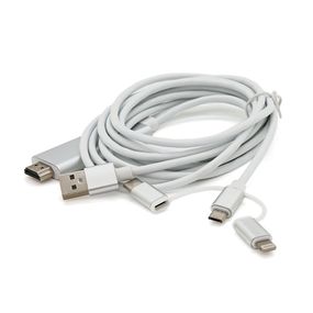 Конвертер MHL Type-C/Micro/Lighting (тато) + USB (тато) => HDMI(тато) 1.8м