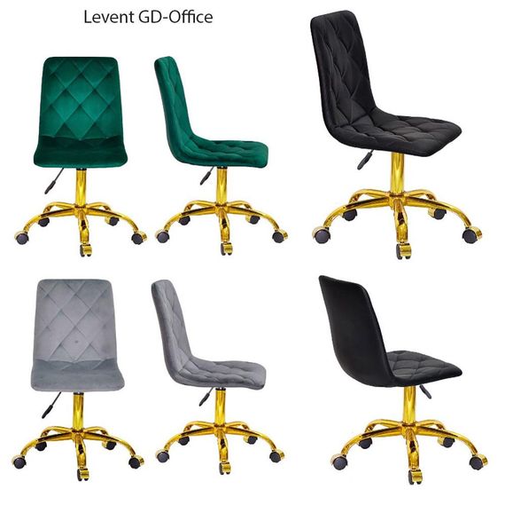 Стул в салон красоты Levent GD-Office на золотой ноге-крестовине с колесиками, мягкая обивка