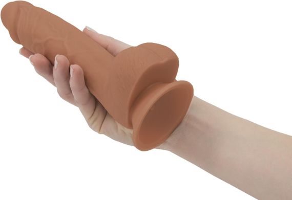 Фалоімітатор ADDICTION Steven 7.5" Silicone Dong Caramel, віброкуля в подарунок Sex Aura | Зображення 6