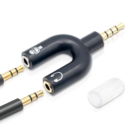 Разветвитель для наушников и микрофона Addap AJA-03, 3,5 мм Jack 3-pin на 4-pin | Аудиоадаптер, сплиттер, черный | Зображення 2