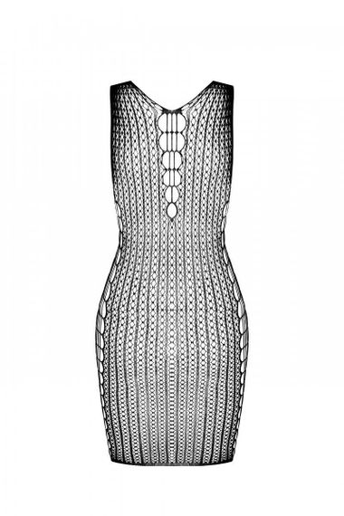 Мини-платье с вертикальным узором Passion BS097 One Size, white, плетение по бокам sexstyle | Зображення 4