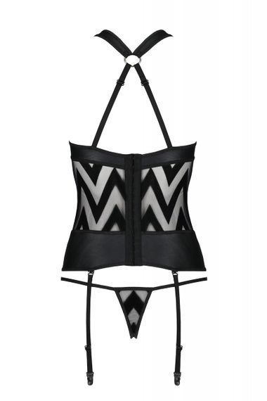 Корсет з геометричним орнаментом та стрінги HIMA CORSET black S/M - Passion sexstyle | Зображення 3