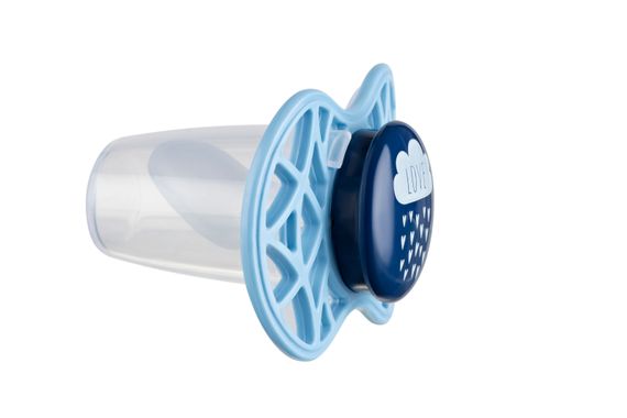 Пустышка ортодонтическая Nuvita NV7084 Air55 Cool 6m+ &quot;LOVE&quot; голубо-синяя (NV7084CB) | Зображення 1