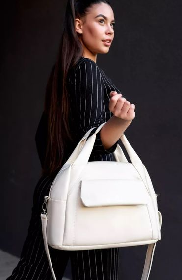 Жіноча спортивна cумка Sambag Vogue BKS молочна 37 х 25 х 16 см (90159011)