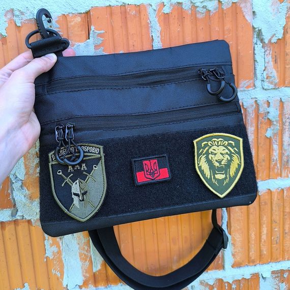 Сумка тактическая черная для скрытого ношения с кобурой, мужской мессенджер из кордуры | Зображення 3