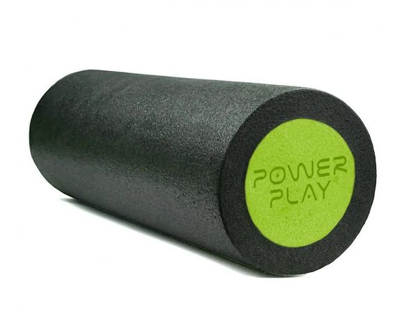 Масажний ролик (роллер) гладкий PowerPlay 4021 Fitness Roller Чорно-зелений (30x15 см) (PP_4021_BL/Green_(30*15))
