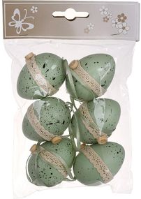 Великодній декоративний набір "Яйця" 6 підвісок, 4х6см пластик, зелений