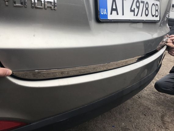 Кромка багажника (нерж.) OmsaLine - Італійська нержавійка для Hyundai IX-35 2010-2015рр | Зображення 3