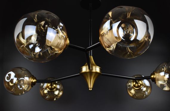 Люстра стельова на 6 лампочок 26489 Латунь 30-70х94х94 см. | Зображення 1