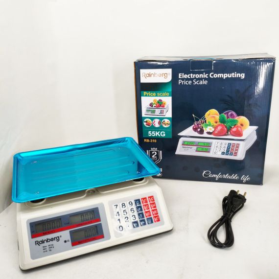 Весы электронные торговые дисплей Rainberg RB-310 55кг, Весы электронные на 50 кг влагозащитные ZN-83 | Зображення 2