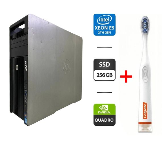 Робоча станція Б-клас HP Z620 Workstation Tower / Intel Xeon E5-2670 v2 (10 (20) ядер по 2.5 - 3.3 GHz) / 32 GB DDR3 / 256 GB SSD / nVidia Quadro K600, 1 GB GDDR3, 128-bit / DVD-ROM б/в + Подарунок Зубна щітка Colgate / Bluetooth