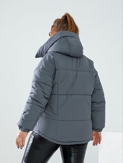 Женская стеганая куртка с капюшоном из плащевки YN7124 размер 48/52, цвет темно-серый | Зображення 4