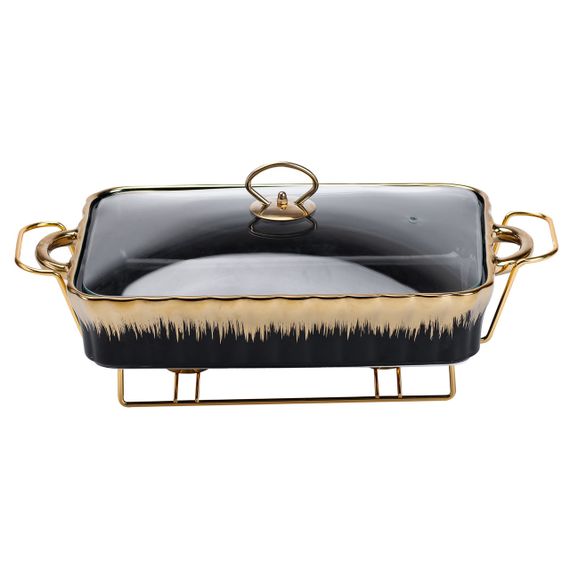 Марміт порцелянаовий прямокутний на 2 літри 40*23*11 см чорний HP1048 | Зображення 4