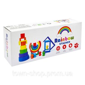 Деревянная игрушка "Радуга-балансир" C15025, 27 разноцветных фигур