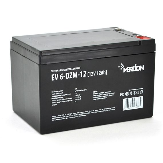 Тяговая аккумуляторная батарея Merlion EV 6-DZM-12.12V 12A h M5 (152x99x98),Q3