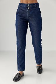 Джинси Mom fit  із застібкою на ґудзиках - синій цвет, 34р (є розміри)