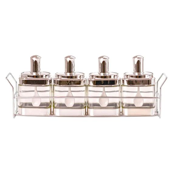 Банки для сипучих продуктів набір з 4 шт скляні на металевій підставці