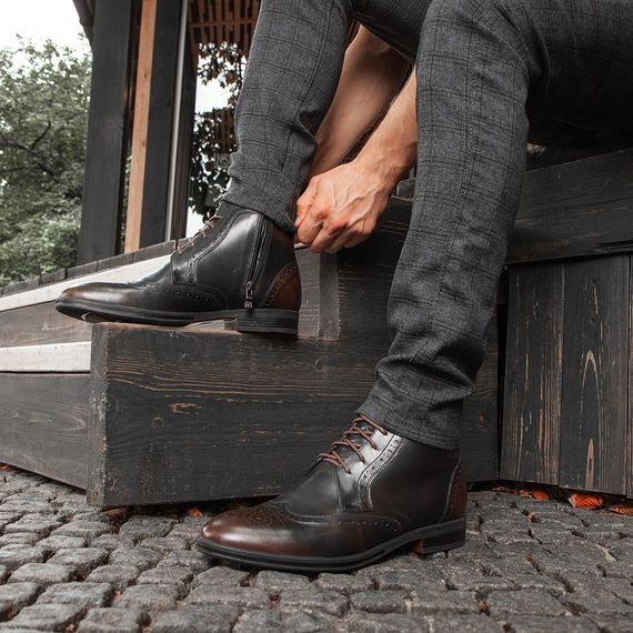 Високі коричневі черевики 41 43 45 розмір