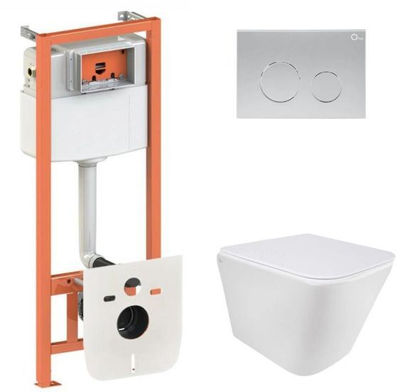 Набір Qtap Nest 4 в 1 підвісний унітаз Tern Ultra Quiet 490x365x325 + комплект інсталяції QT1733052EUQW45159