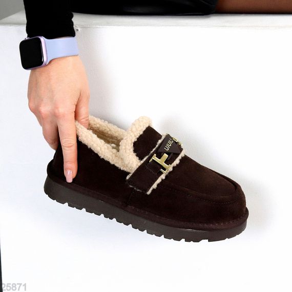 Модні теплі уггі автоледі натуральна замша колір Шоколад