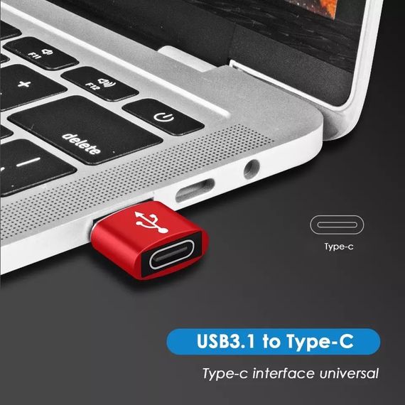 Переходник с USB на Type-C OTG, USB Type-C. Красный | Зображення 1