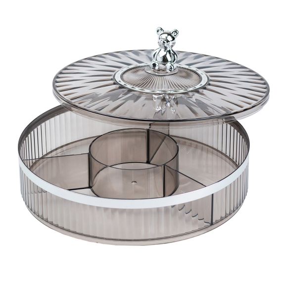 Конфетница пластиковая на 4 отделения круглая 26 см Серая HP48629S | Зображення 2