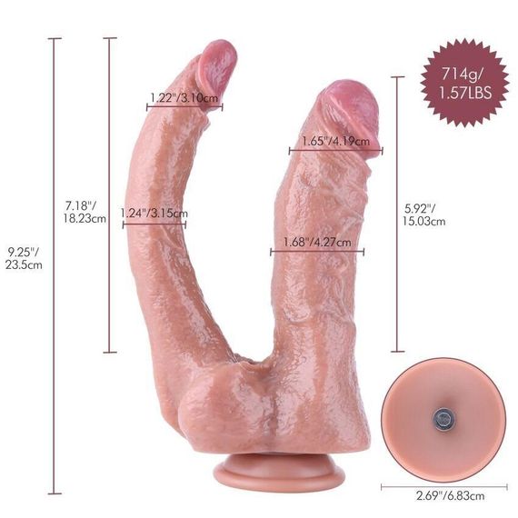Двойной фаллоимитатор для секс-машин Hismith Double Penetrator, 9.25″ (мятая упаковка!!!) Sex Aura | Зображення 3