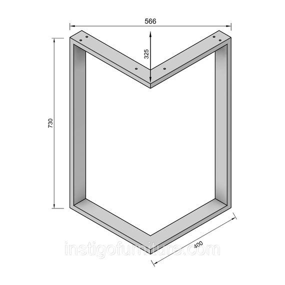 Комплект опор для столу з металу 566×325mm, H=730mm (профільна труба: 60x20mm) | Зображення 8
