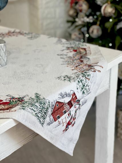 Скатертина гобеленова SLED Limaso, 97х100, Квадратна, Новорічний, З мікрофіброю + срібним люрексом, 40% поліестер, 60% бавовна, Гобелен | Зображення 3