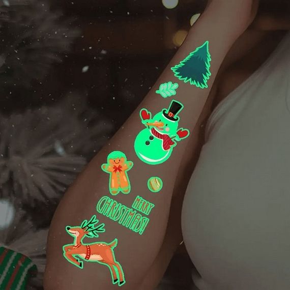 Набор временных тату "Рождество №2" kids-tatto-set10-2-christmass, светящиеся 12 х 7 см | Зображення 4