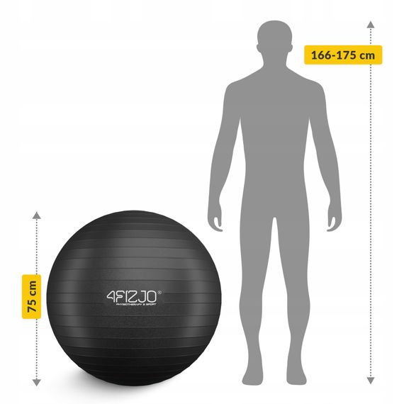 М'яч для фітнесу (фітбол) 4FIZJO 75 см Anti-Burst Black (P-5907739316370) | Зображення 4