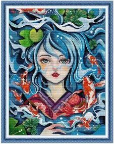 Набір для вишивання за нанесеною на канву схемою "Daughters of the Sea III". AIDA 14CT printed 50*63 см