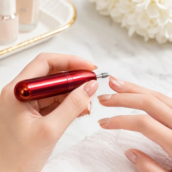 Фрезер для маникюра и педикюра Flawless Salon Nails красный • Портативная машинка для ногтей с насадками для домашнего ухода | Зображення 5