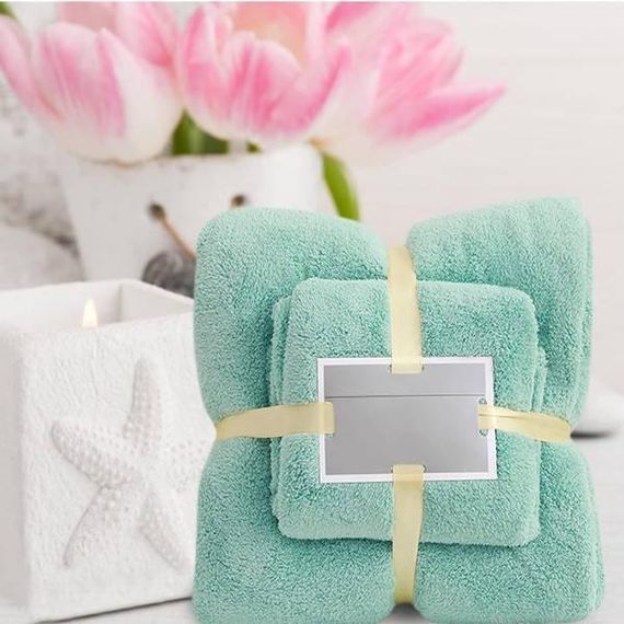 Набор полотенец 2шт 145*80см и 75*35см Towel blanket 521-2415 Зеленый