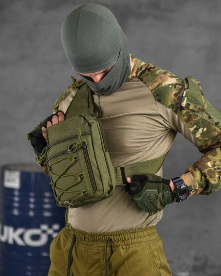 Сумка слінг тактична через плече однолямкова нагрудна сумка для особистих речей міський тактичний рюкзак | Зображення 3