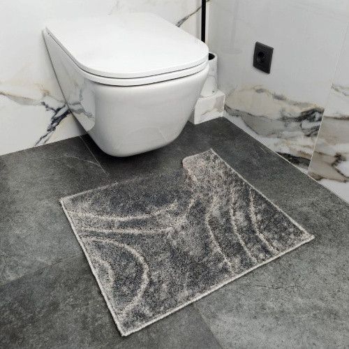 Набір килимків для ванної кімнати 2шт 57*100см+57*50см U-виріз Абстракція Joy сірий тафтинг Дариана | Зображення 5