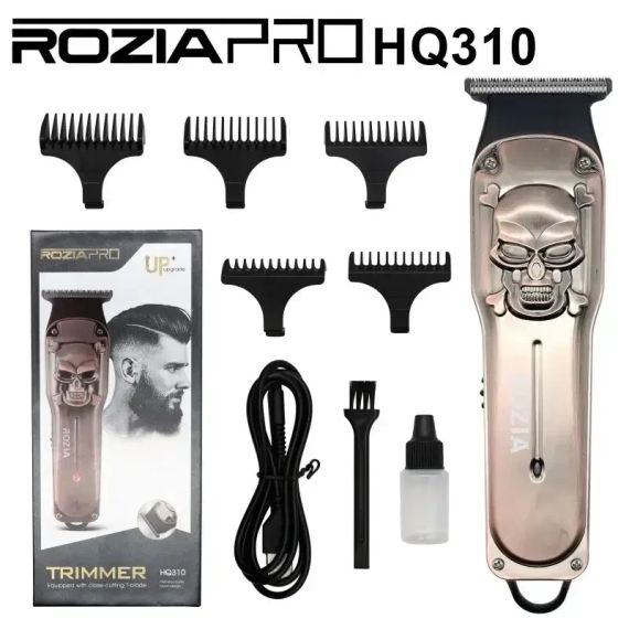 Тример чоловічий для вусів і бороди ROZIA HQ310 AND 6162-2 акумуляторний, чорний із сірим | Зображення 1
