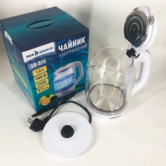 Электрочайник SeaBreeze SB-015 1.8 л, чайники с подсветкой, электронный чайник тихий электрический чайник | Зображення 1