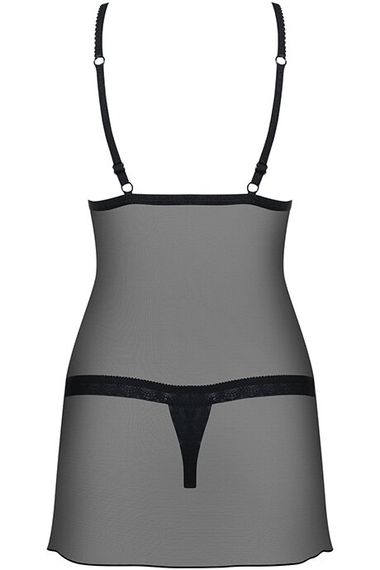 Сорочка з трусиками Obsessive 865-CHE-1 chemise Чорний L/XL | Зображення 3