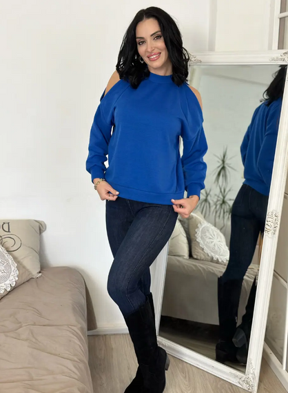 Женская красивая ангоровая кофта с открытыми плечами GF04169 цвет синий, размер 50/52 | Зображення 2