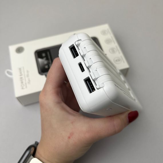 Power Bank Super з кабелем USB+Micro+Type-C+Lightning (20000mAh) Білий | Зображення 1