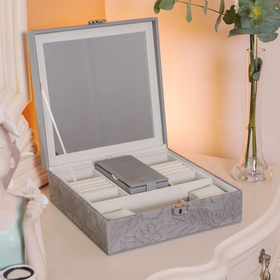 Шкатулка для украшений из эко кожи 2 яруса с замком органайзер для ювелирных изделий | Зображення 8