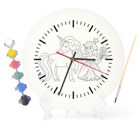 Детский набор для творчества часы раскраска Принцесса и Единорог 30 см (Г0175)