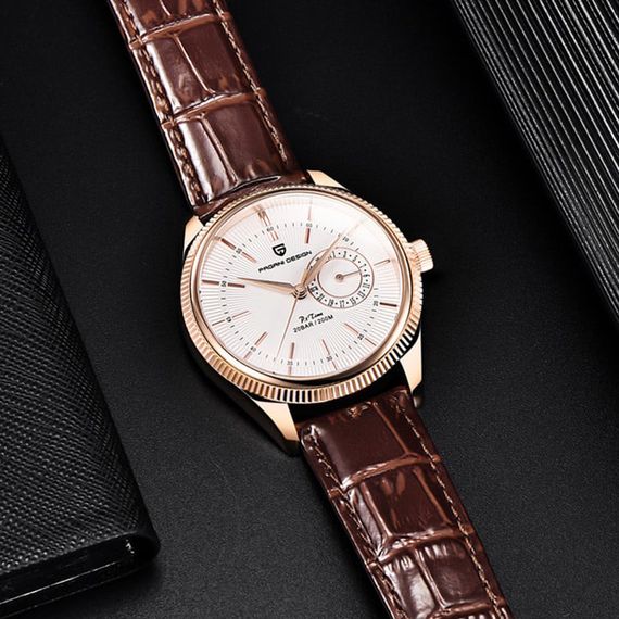 Чоловічий годинник Pagani Design PD-1689 Gold-White-Brown | Зображення 1