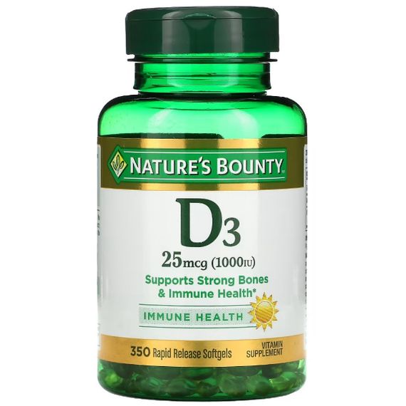Витамин D Nature's Bounty Vitamin D3 25 mcg (1000 IU) 350 Caps