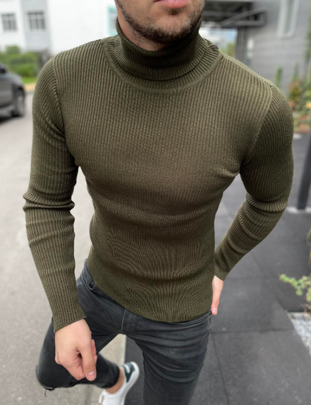 Мужской теплый вязаный гольф DS0002 рXXL хаки | Зображення 1