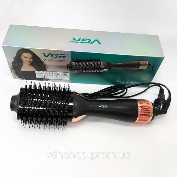 Стайлинг для укладки волос VGR, Фен с режимом регулировки температуры, Хорошая фен щетка вращающаяся GQ-32 | Зображення 6